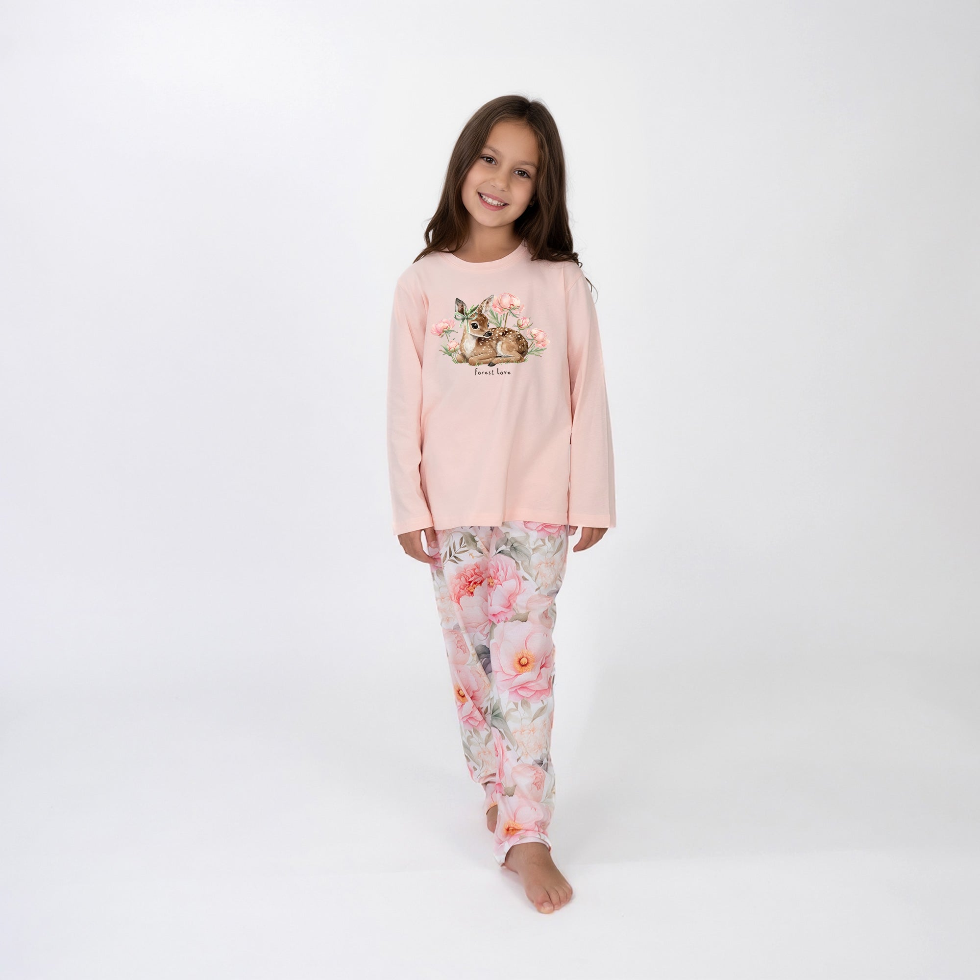 Детска пижама Цветя - Forest Love (светло розов)