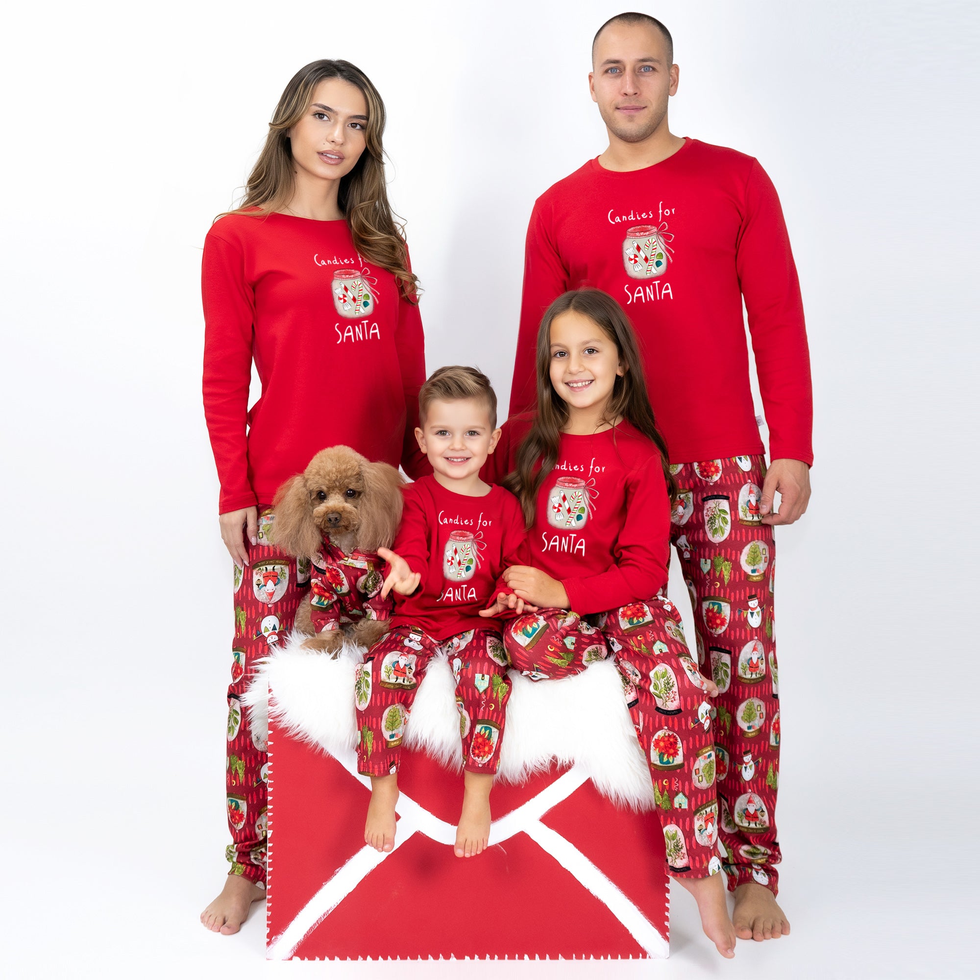 Дамска Коледна пижама - Candies for Santa /червена/