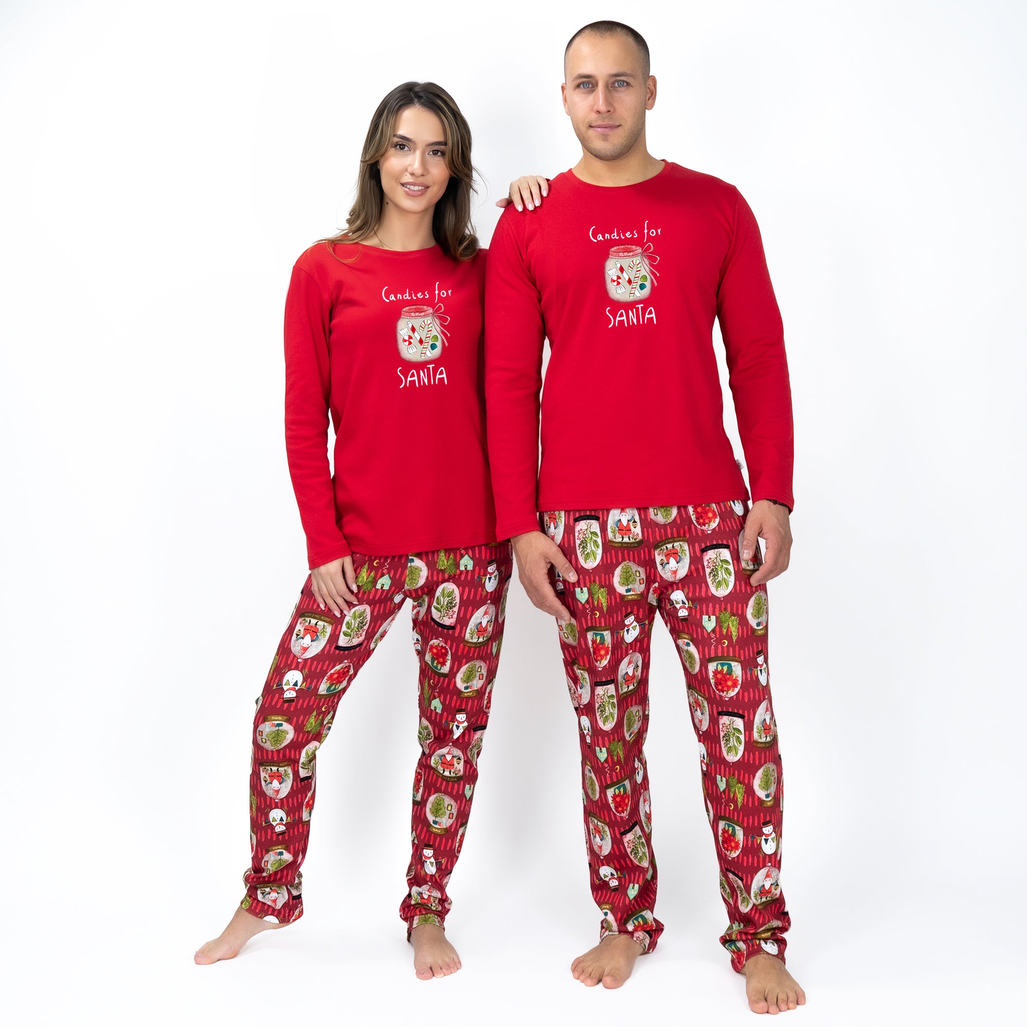 Дамска Коледна пижама - Candies for Santa /червена/