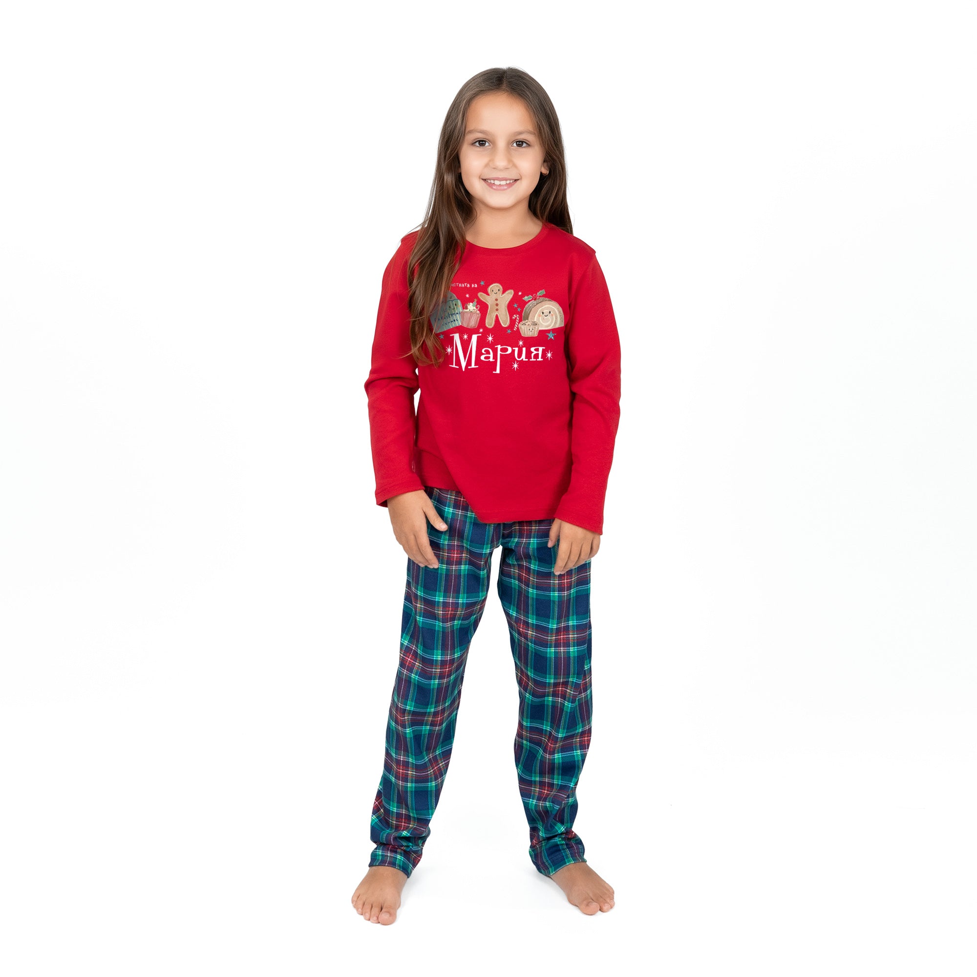 Pijamale personalizate de Crăciun pentru copii - Deliciile... /culoare roșie/