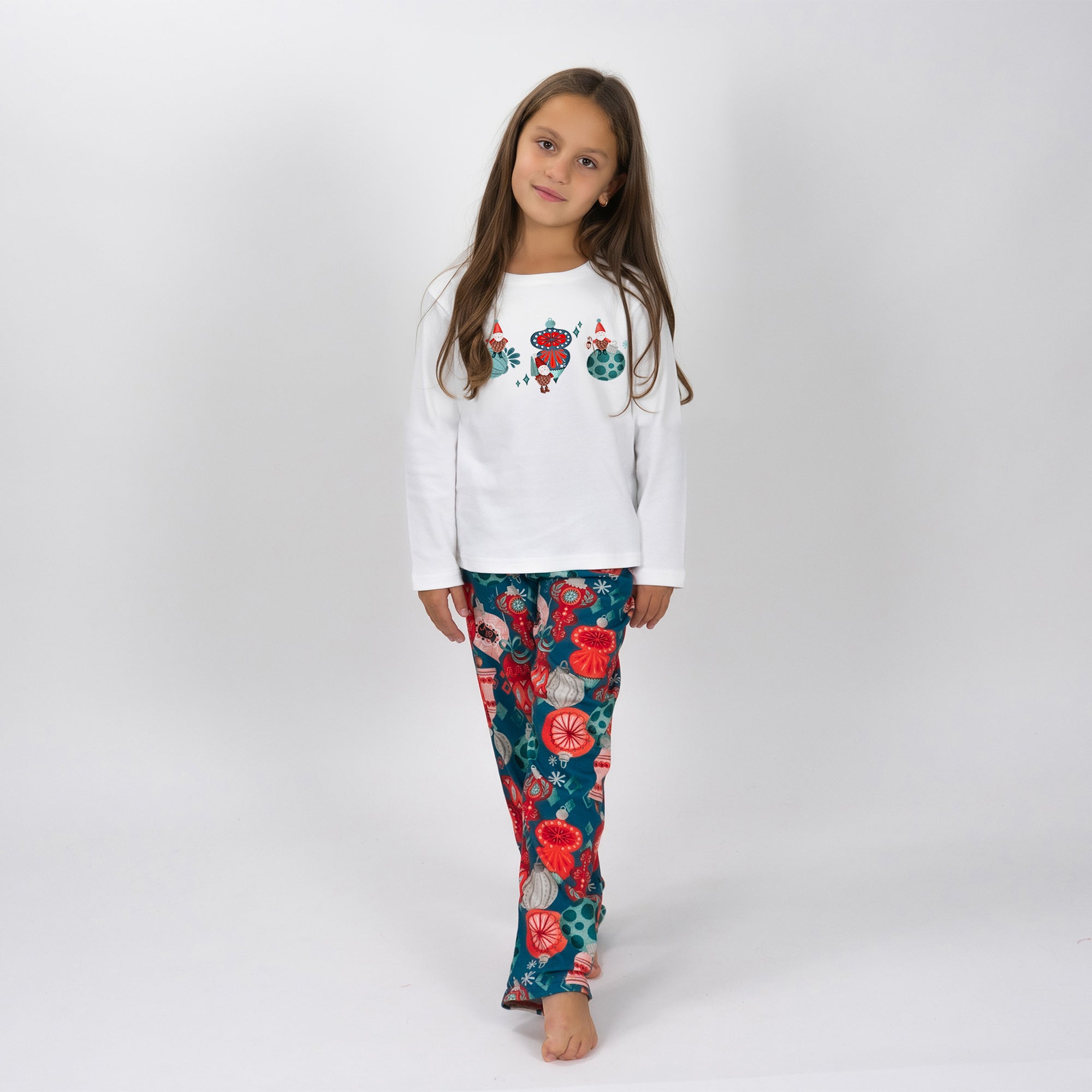 Детска Коледна пижама - Коледни Играчки /екрю/