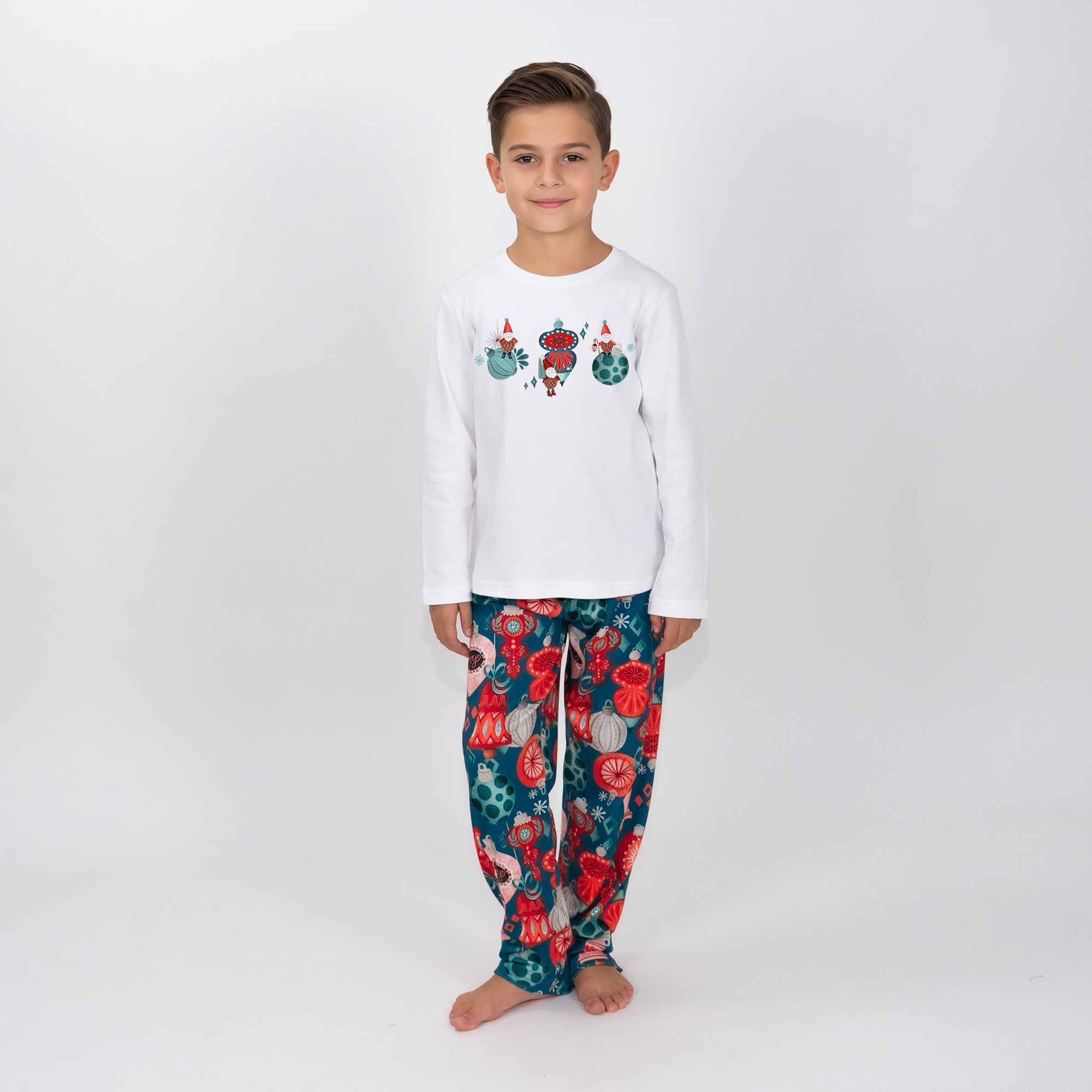 Детска Коледна пижама - Коледни Играчки /екрю/